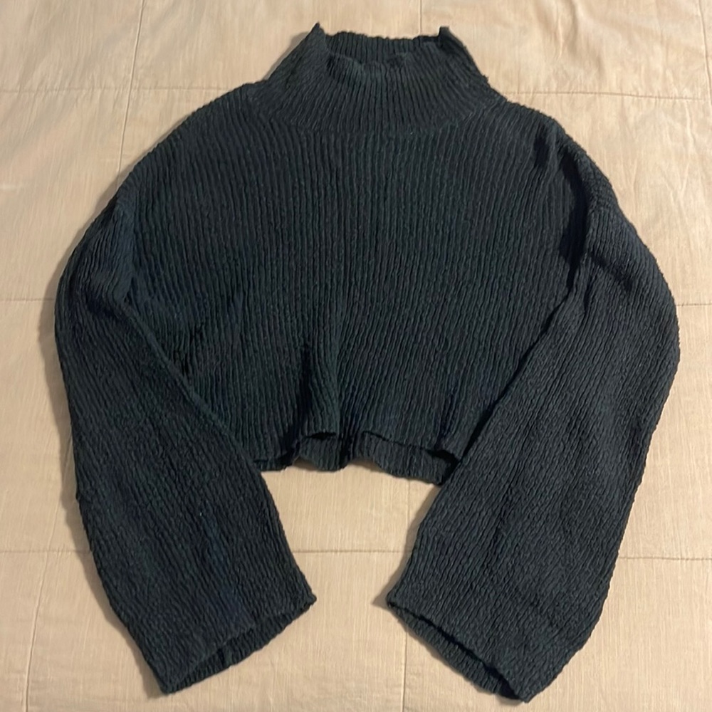 Honey Punch Cropped Black Sweater